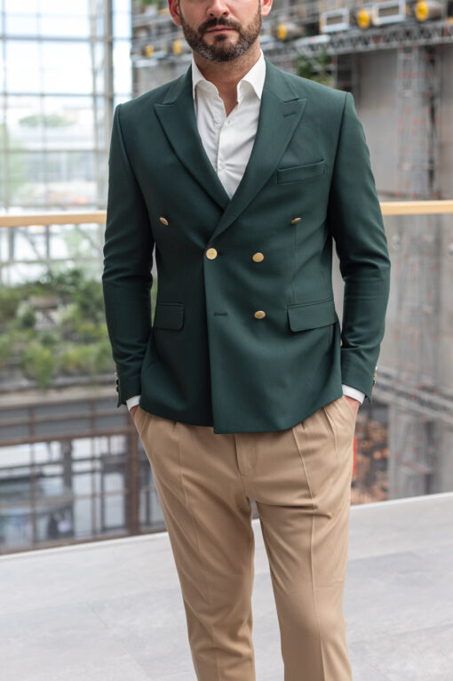 Двубортный мужской пиджак зеленого цвета. Арт.: 3521