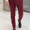 Бордовые мужские брюки с защипами. Арт.: 3625