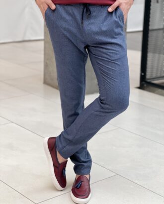 Мужские брюки на кулиске синего цвета. Арт.: 3634