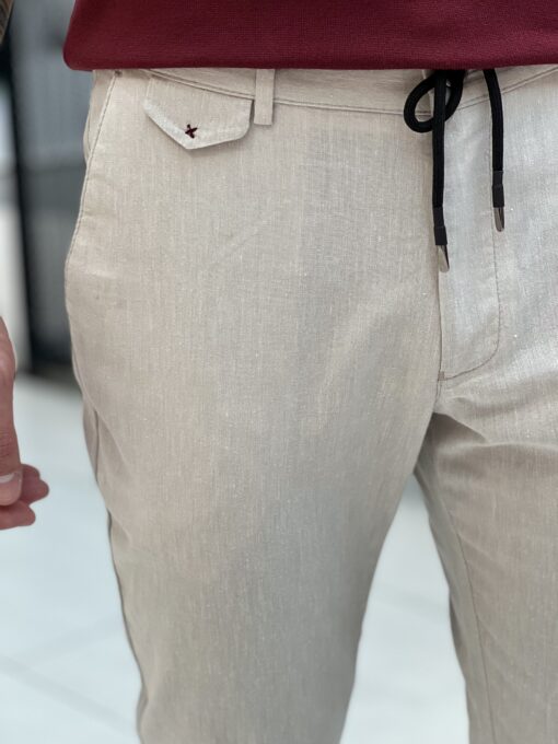 Мужские брюки на кулиске бежевого цвета. Арт.: 3635