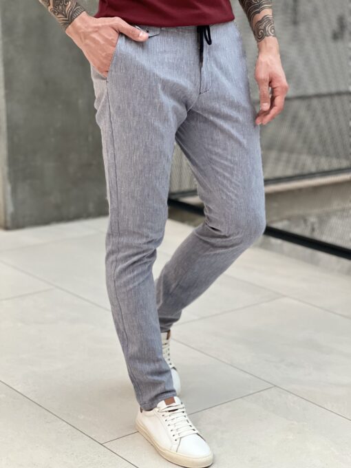 Мужские брюки на кулиске серого цвета. Арт.: 3636