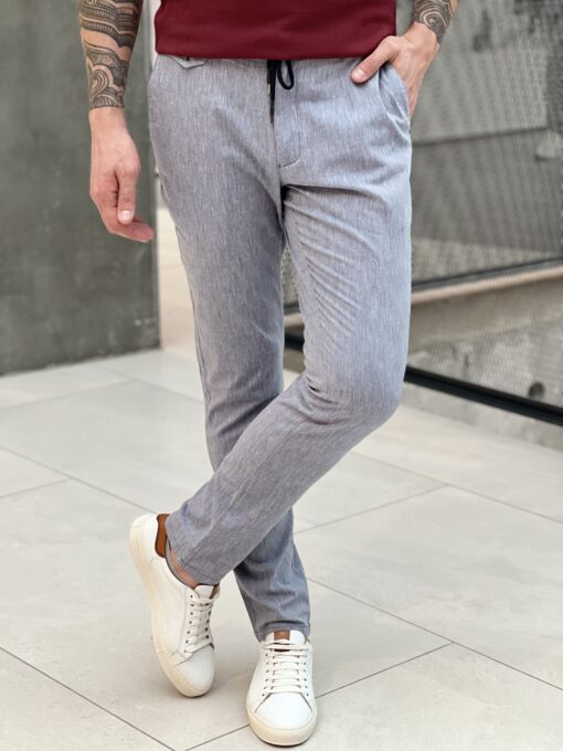 Мужские брюки на кулиске серого цвета. Арт.: 3636
