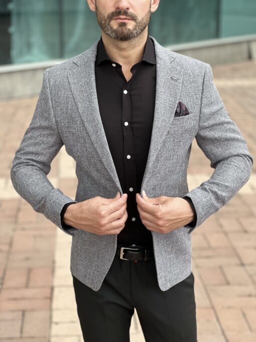Серый пиджак кэжуал. Арт.: 3818