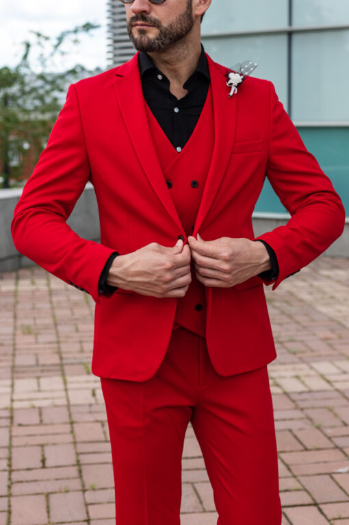 Красный костюм-тройка слим фит. Арт.: 3667