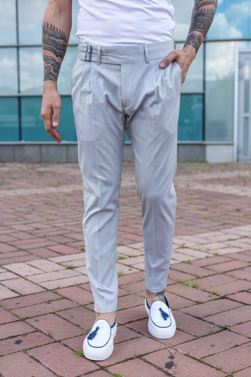 Мужские брюки с защипами серого цвета. Арт.: 3680