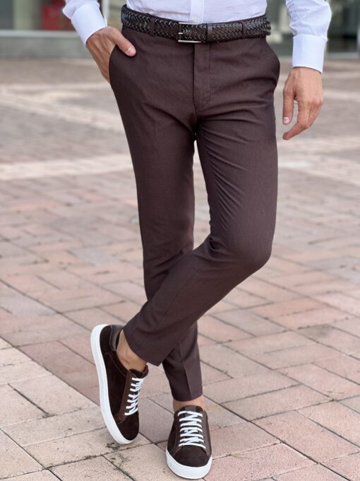 Зауженные брюки коричневого цвета. Арт.: 3840