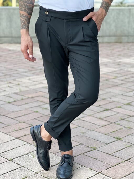 Черные мужские брюки с защипами. Арт.: 3846