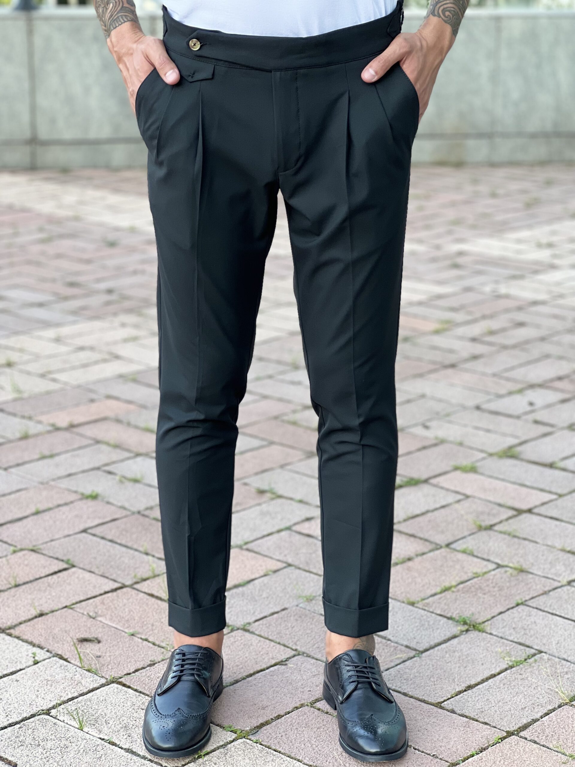 Черные мужские брюки с защипами. Арт.: 3846 – купить в магазине мужскойодежды Smartcasuals