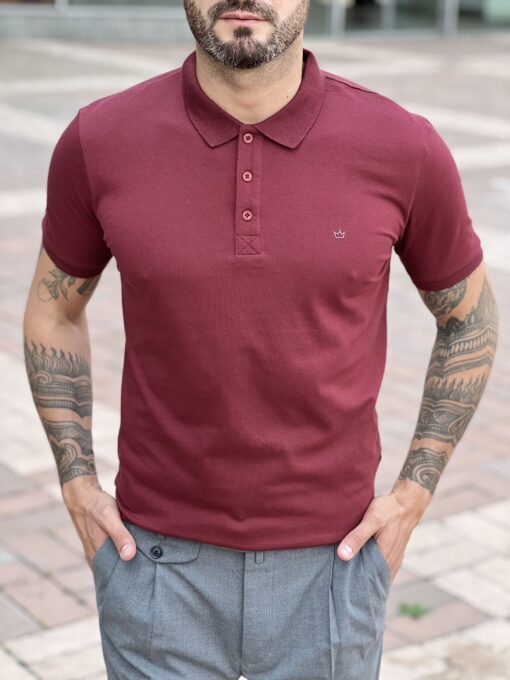 Мужская футболка-поло бордового цвета. Арт.: 3879