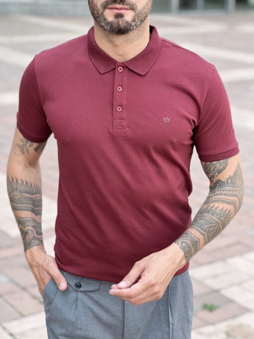 Мужская футболка-поло бордового цвета. Арт.: 3879