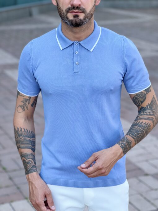 Мужская футболка-поло голубого цвета. Арт.: 3888