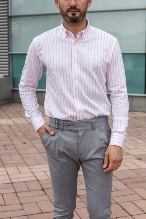 Мужская рубашка в розовую полоску. Арт.: 3929