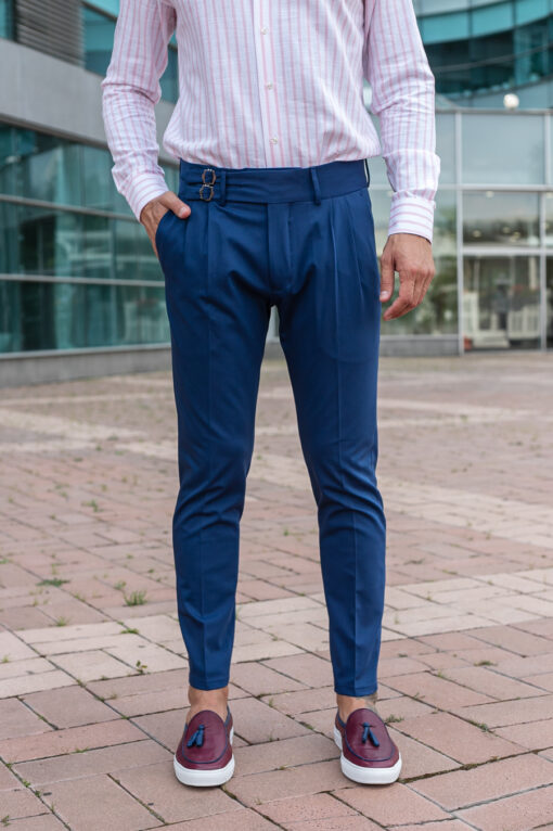 Мужские стильные  брюки синего цвета. Арт.: 3927