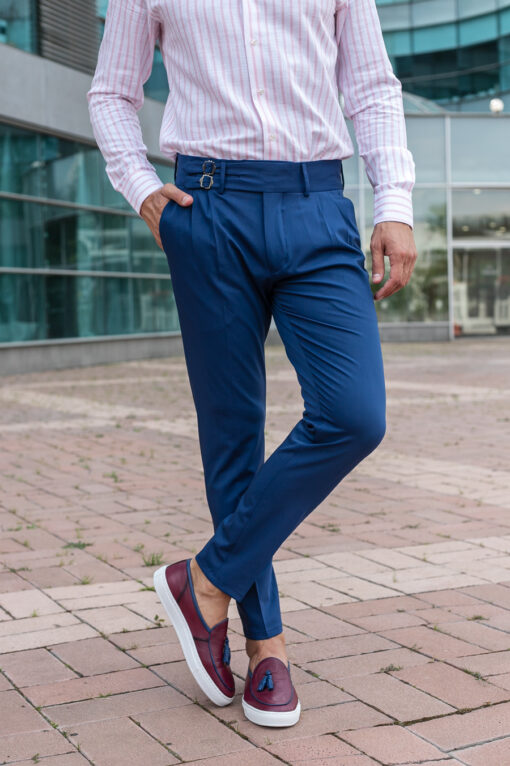 Мужские стильные  брюки синего цвета. Арт.: 3927