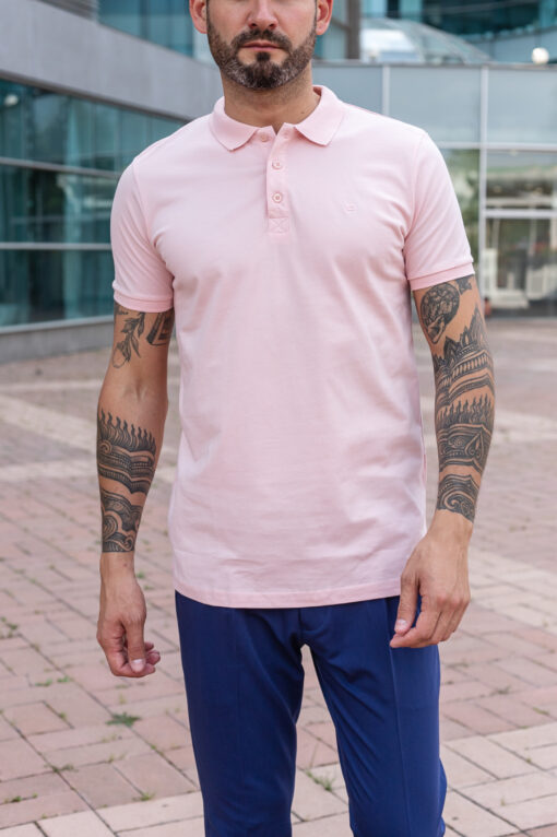 Мужская футболка-поло розового цвета. Арт.: 3924