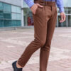 Коричневые мужские брюки с защипами. Арт.: 3919