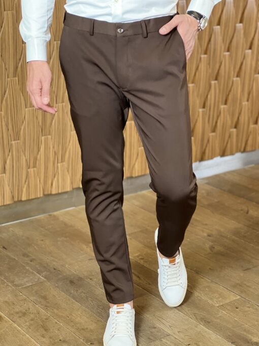 Зауженные брюки коричневого цвета. Арт.:4123