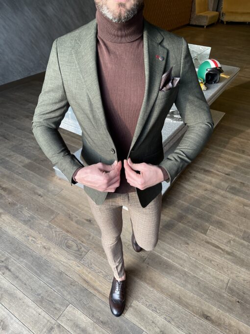 Стильный мужской пиджак оливкового цвета. Арт.:4215