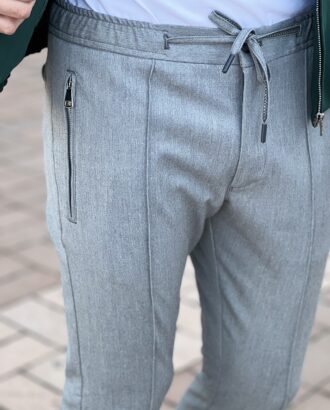 Мужские брюки серого цвета на завязках. Арт.: 4659