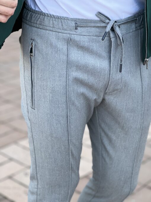 Мужские брюки серого цвета на завязках. Арт.: 4659