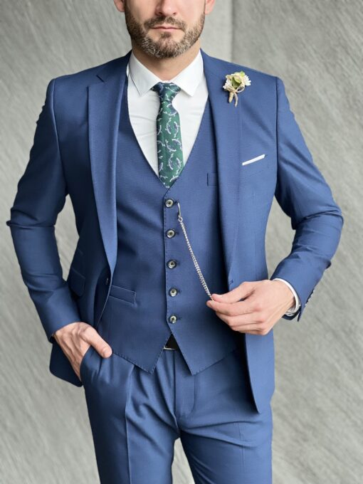 Синий мужской костюм-тройка. Арт.: 4692