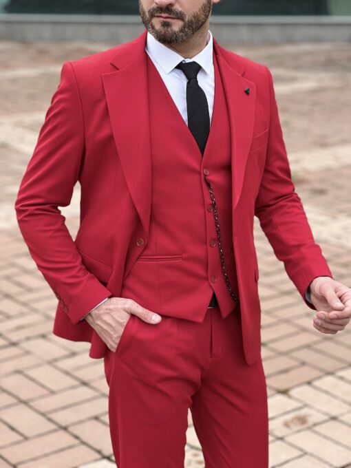 Красный мужской костюм-тройка. Арт.: 4695