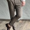 Мужские брюки коричневого цвета с ремешками. Арт.: 4681