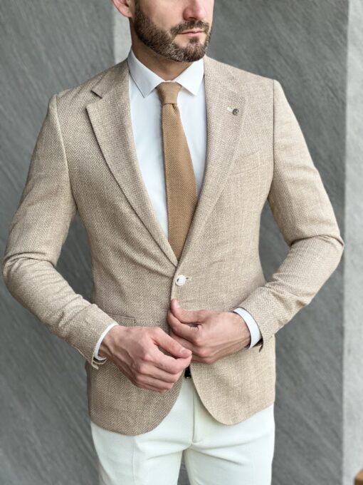 Мужской приталенный пиджак коричневого цвета. Арт.: 4683