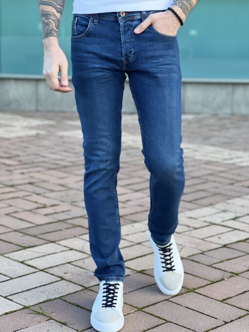 Мужские зауженные джинсы синего цвета. Арт.:4952