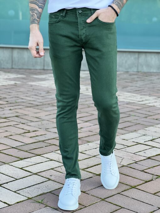 Оригинальные мужские джинсы зеленого цвета. Арт.:4958