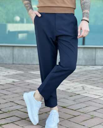 Укороченные брюки чинос  темно-синего цвета. Арт.:4964