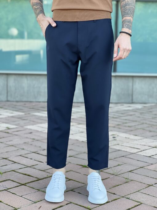 Укороченные брюки чинос  темно-синего цвета. Арт.:4964