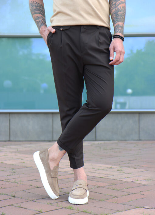 Укороченные брюки коричневого цвета. Арт.: 7019