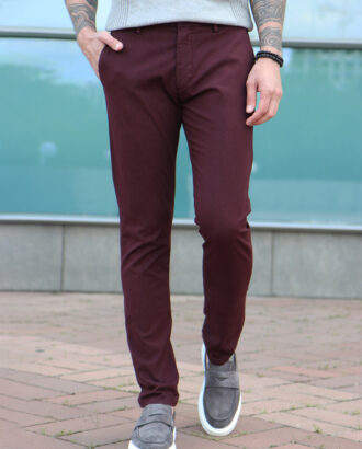 Мужские брюки чинос бордового цвета. Арт.: 7020