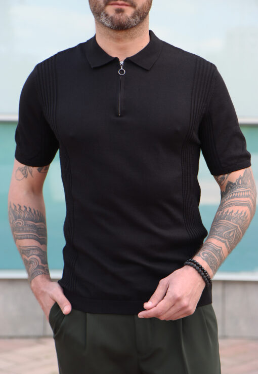 Мужская футболка поло черного цвета. Арт.: 7028