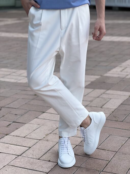 Мужские брюки белого цвета. Арт.: 7086