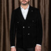 Двубортный пиджак черного цвета бархатной текстуры. Арт.:6579