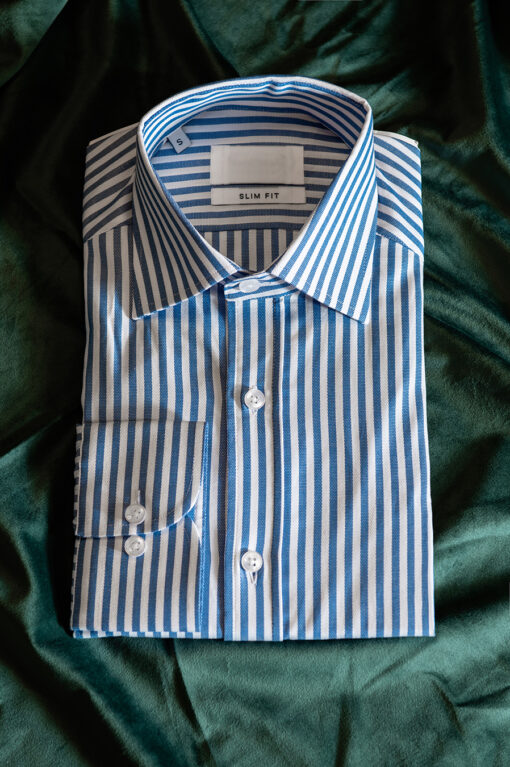 Приталенная рубашка в голубую полоску. Арт.:6424