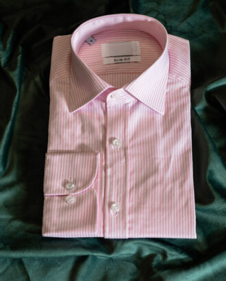 Приталенная рубашка в розовую полоску. Арт.:6425