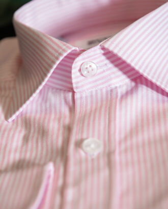 Приталенная рубашка в розовую полоску. Арт.:6425