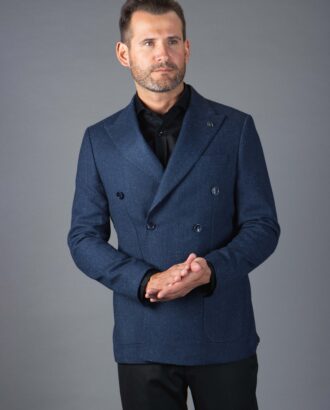 Двубортный мужской пиджак синего цвета. Арт.:7225