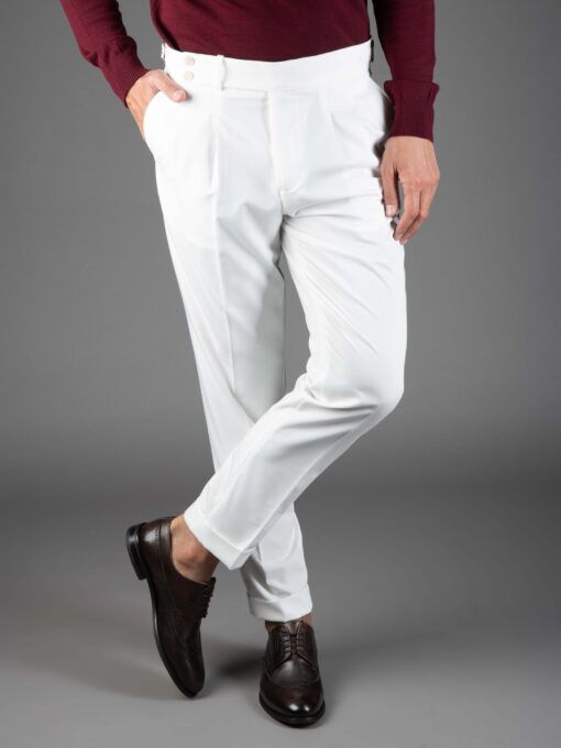 Белые мужские брюки с защипами. Арт.:7222