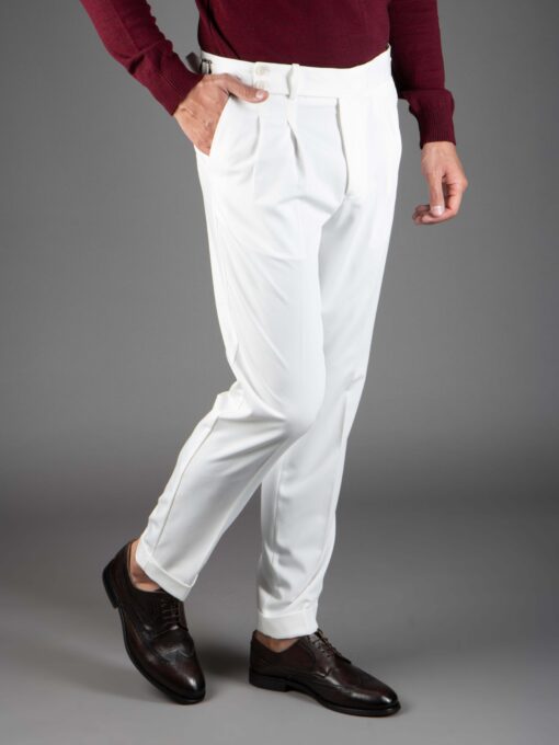 Белые мужские брюки с защипами. Арт.:7222