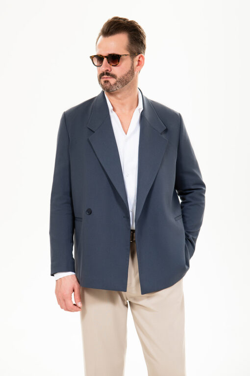 Мужской пиджак оверсайз синего цвета. Арт.:7707