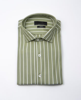 Рубашка оливкового цвета в полоску Арт.:6778