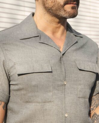 Мужская серая рубашка с коротким рукавом Арт.:6752