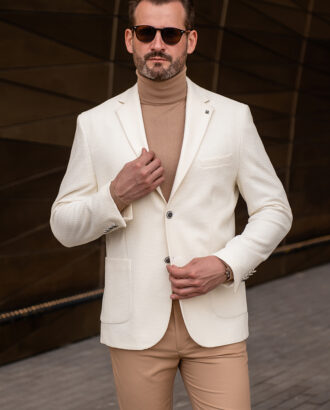 Белый пиджак из фактурной ткани Арт.:6943